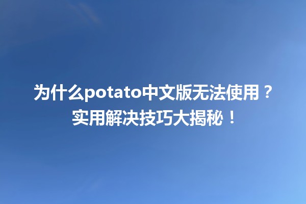 为什么potato中文版无法使用？🧐📉实用解决技巧大揭秘！