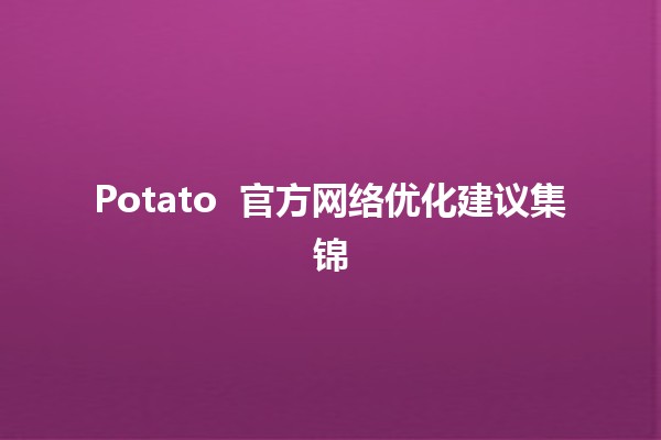 Potato 🌟 官方网络优化建议集锦