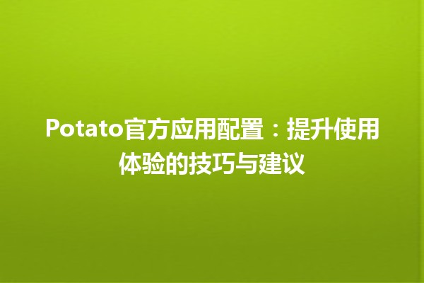 Potato官方应用配置：提升使用体验的技巧与建议🛠️🍟