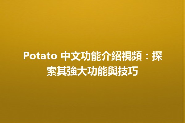 📹 Potato 中文功能介紹視頻：探索其強大功能與技巧 🚀