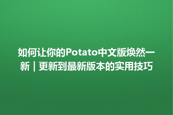 如何让你的Potato中文版焕然一新🚀 | 更新到最新版本的实用技巧