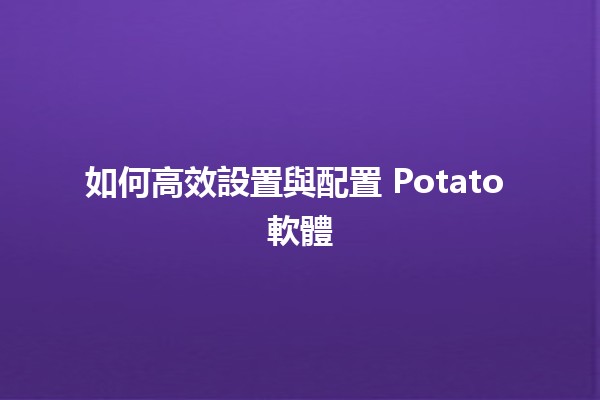 如何高效設置與配置 Potato 軟體 🌟