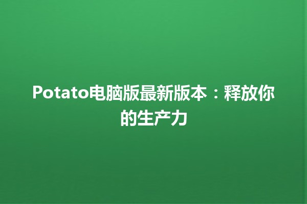 Potato电脑版最新版本：释放你的生产力 🚀✨