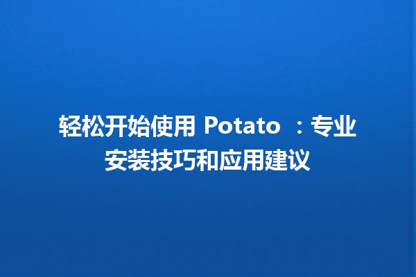 轻松开始使用 Potato 🍽️：专业安装技巧和应用建议