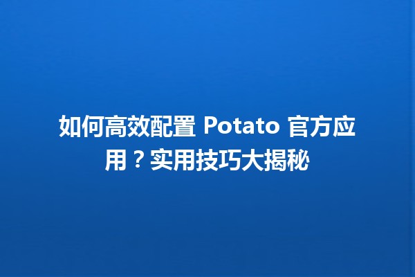 🌟 如何高效配置 Potato 官方应用？实用技巧大揭秘 🚀