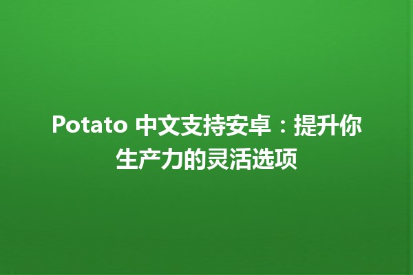 Potato 中文支持安卓：提升你生产力的灵活选项 🚀