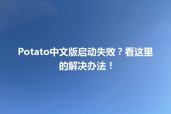 🚀 Potato中文版启动失败？看这里的解决办法！🛠️