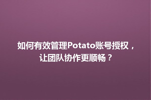 🚀 如何有效管理Potato账号授权，让团队协作更顺畅？