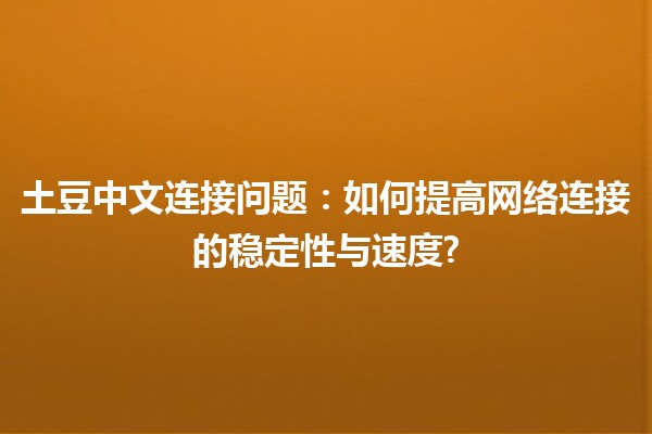 🤔 土豆中文连接问题：如何提高网络连接的稳定性与速度?