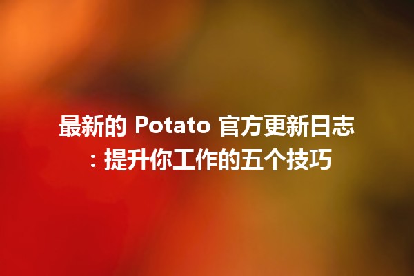 🎉 最新的 Potato 官方更新日志：提升你工作的五个技巧🤓