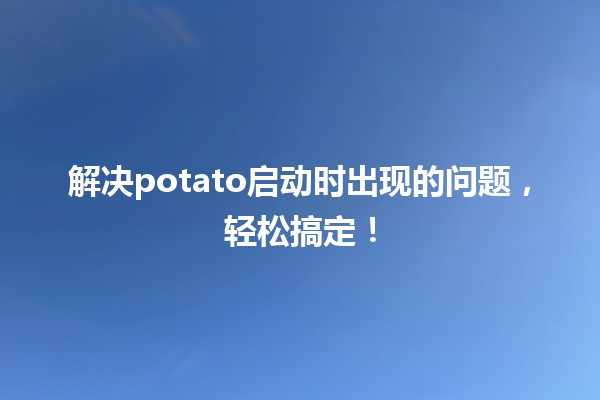 🚀 解决potato启动时出现的问题，轻松搞定！🥔