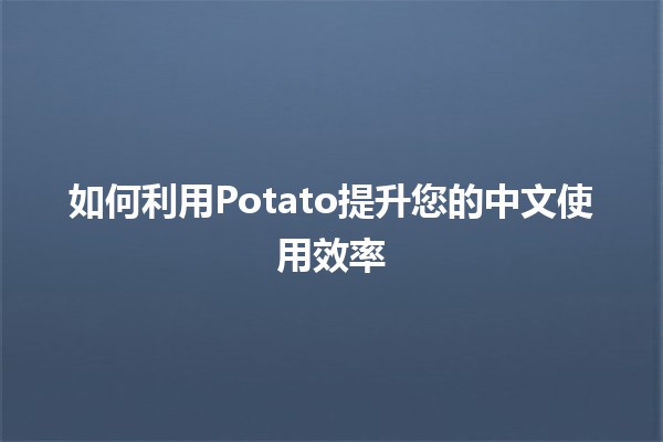 如何利用Potato提升您的中文使用效率📈✨