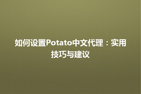 🥔 如何设置Potato中文代理：实用技巧与建议