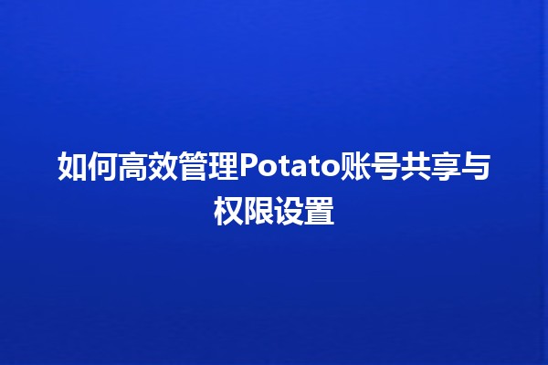 如何高效管理🥔Potato账号共享与权限设置