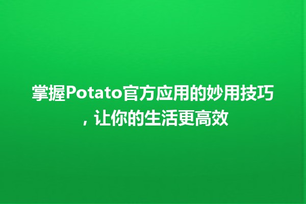 🍟 掌握Potato官方应用的妙用技巧，让你的生活更高效 🚀