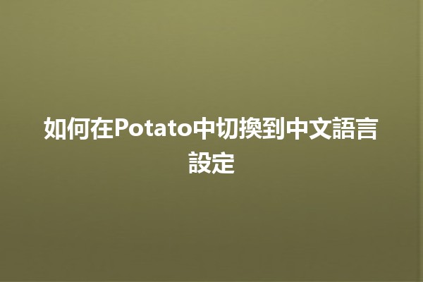 如何在Potato中切換到中文語言設定🌐✨