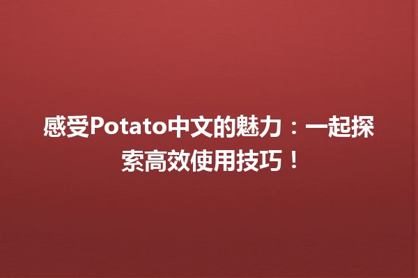 🍟 感受Potato中文的魅力：一起探索高效使用技巧！