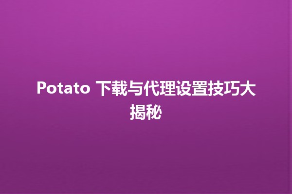 🎮 Potato 下载与代理设置技巧大揭秘 🌐