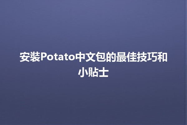 📦 安裝Potato中文包的最佳技巧和小貼士 🚀