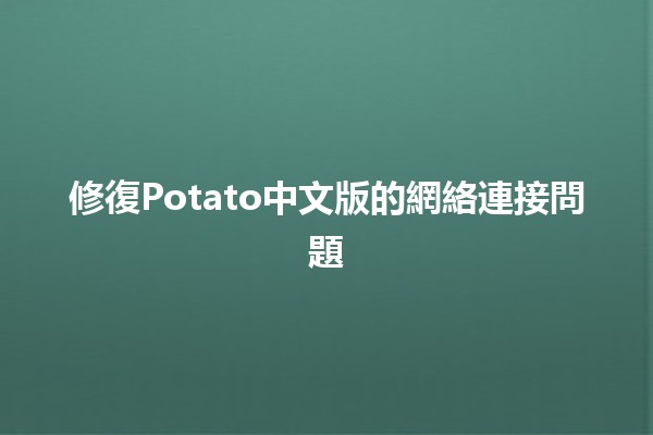 修復Potato中文版的網絡連接問題💔✨