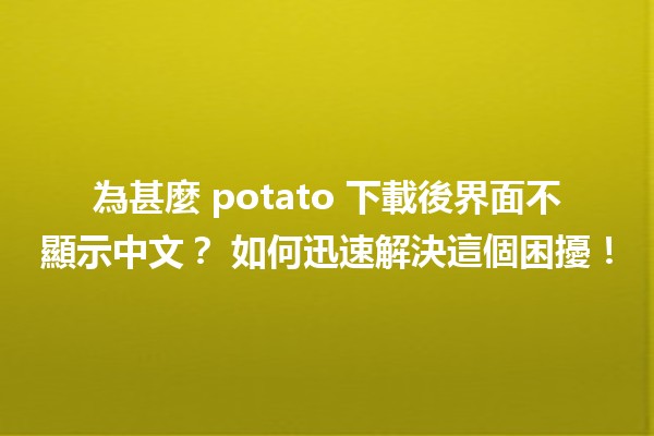 為甚麼 potato 下載後界面不顯示中文？🧐 如何迅速解決這個困擾！