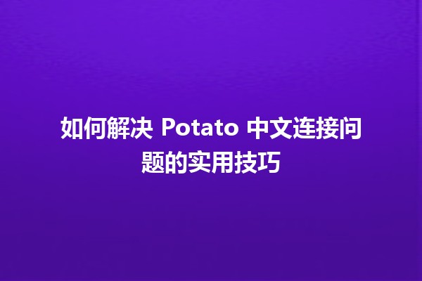 🌟 如何解决 Potato 中文连接问题的实用技巧 🚀