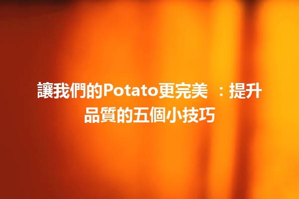 讓我們的Potato更完美 🍟：提升品質的五個小技巧