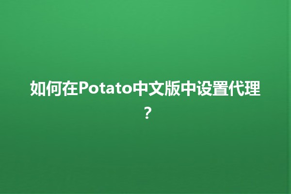 如何在Potato中文版中设置代理？🌍🚀