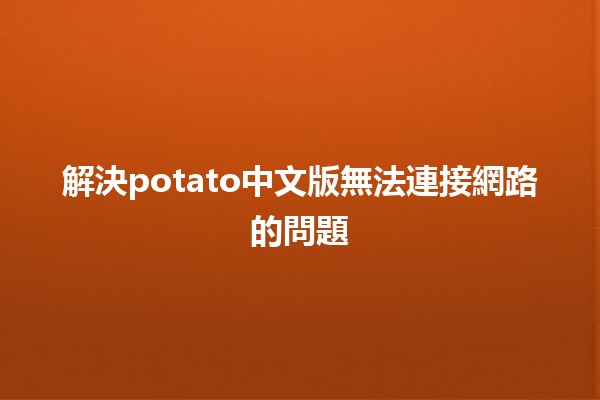 解決potato中文版無法連接網路的問題💻🚀