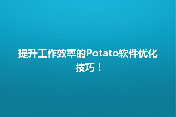 提升工作效率的🍟Potato软件优化技巧！