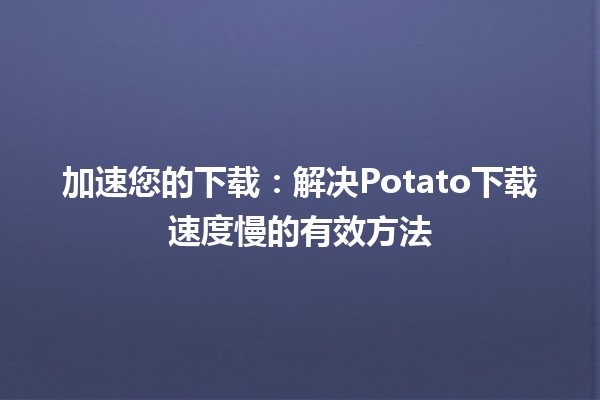 🚀 加速您的下载：解决Potato下载速度慢的有效方法