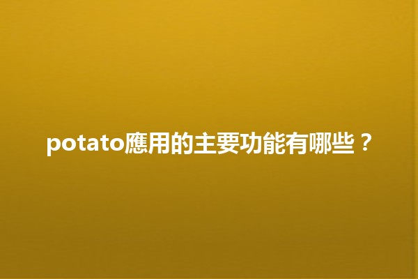 potato應用的主要功能有哪些？🍟✨