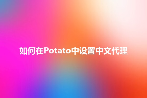 如何在Potato中设置中文代理🇨🇳🔧