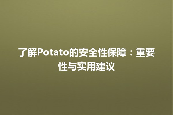 🌱 了解Potato的安全性保障：重要性与实用建议🥔