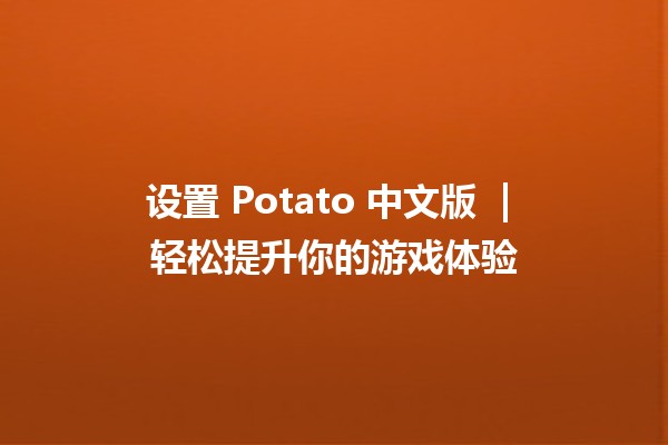 设置 Potato 中文版 🚀 | 轻松提升你的游戏体验