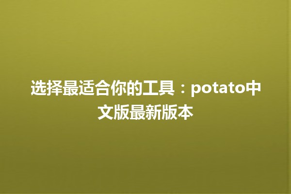 选择最适合你的工具：potato中文版最新版本 🎉🥔