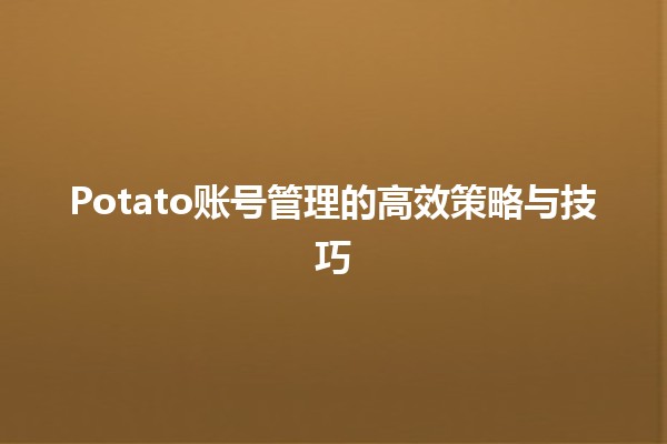 Potato账号管理的高效策略与技巧💡