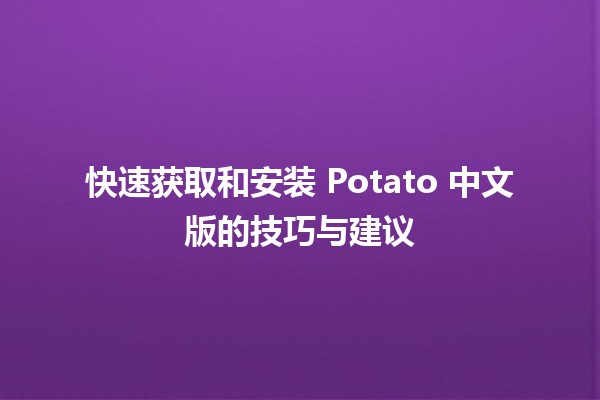 快速获取和安装 Potato 中文版的技巧与建议 🚀💻