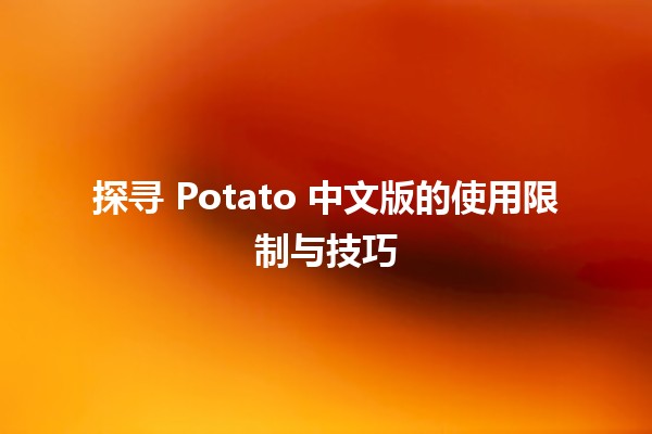 🚀 探寻 Potato 中文版的使用限制与技巧 🎮