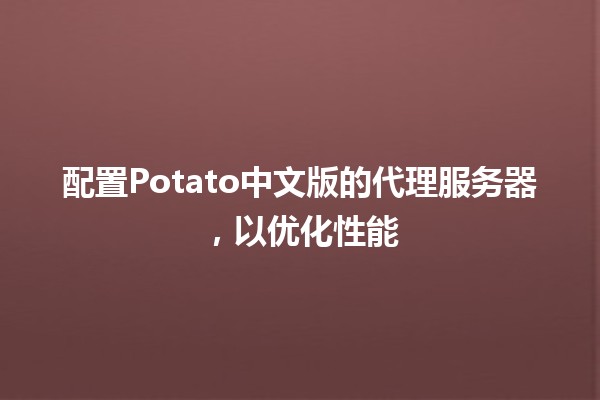 配置Potato中文版的代理服务器，以优化性能 🚀🌐