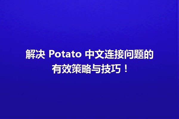 🥔 解决 Potato 中文连接问题的有效策略与技巧！