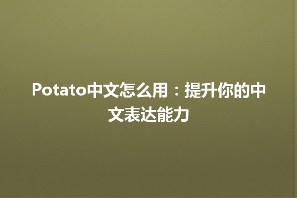 🍟 Potato中文怎么用：提升你的中文表达能力