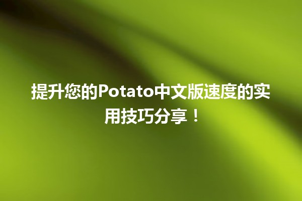 🚀 提升您的Potato中文版速度的实用技巧分享！