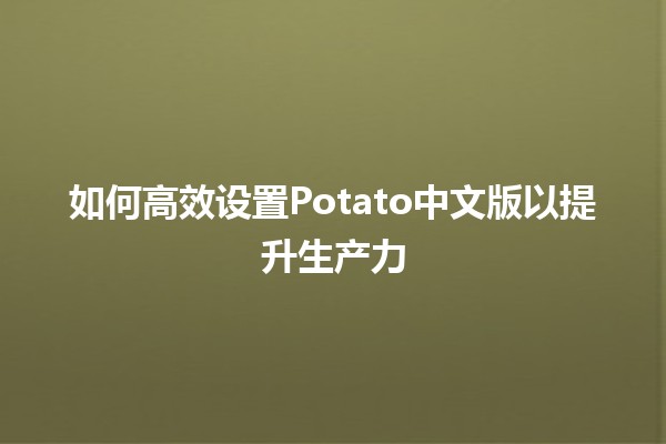 如何高效设置Potato中文版以提升生产力🚀