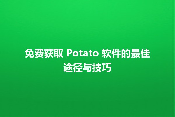 🌱 免费获取 Potato 软件的最佳途径与技巧 🚀