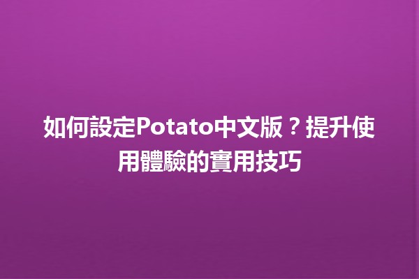 如何設定Potato中文版？🥔✨提升使用體驗的實用技巧