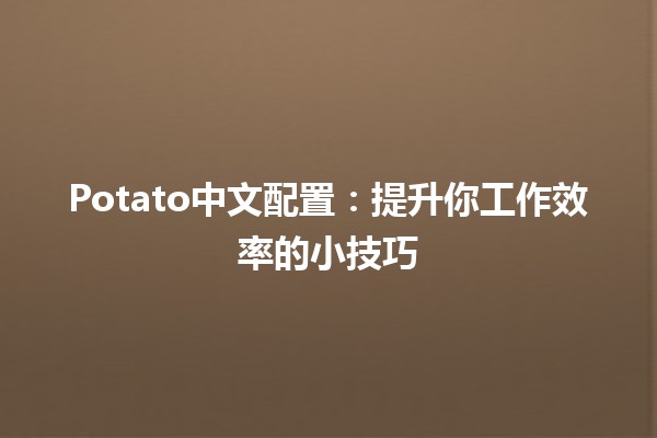 🥔 Potato中文配置：提升你工作效率的小技巧