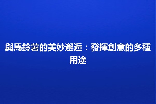 與馬鈴薯的美妙邂逅🥔：發揮創意的多種用途