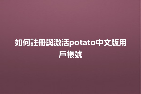 如何註冊與激活potato中文版用戶帳號🚀