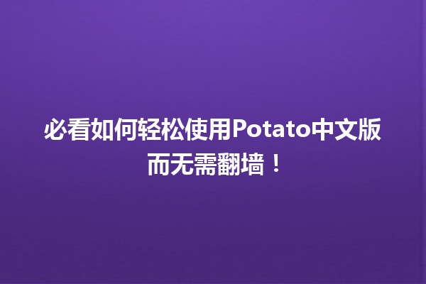 🍟必看如何轻松使用Potato中文版而无需翻墙！🌐